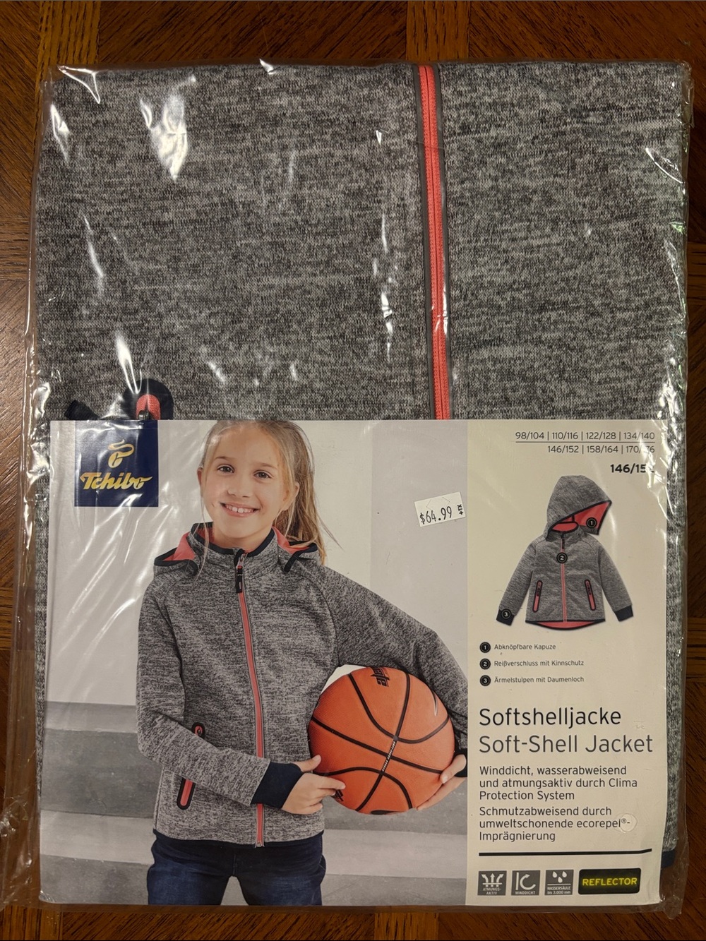 Kids' Gray Soft-Shell Jacket with Coral Zipper